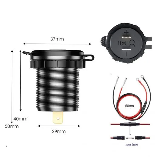 USB Einbau Steckdose mit Dual Port Quick Charge 3.0 und LED Voltmeter