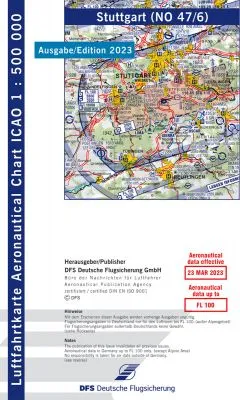 ICAO-Karte, Blatt Stuttgart (Ausgabe 2023), Motorflug 1:500.000