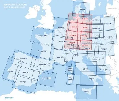 ICAO-Karten-Set Deutschland 1:500.000, Komplettsatz, 8 Blatt (Ausgabe 2023)