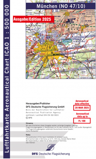 ICAO-Karte, Blatt Nürnberg (Ausgabe 2025), Motorflug 1:500.000 (Papier)