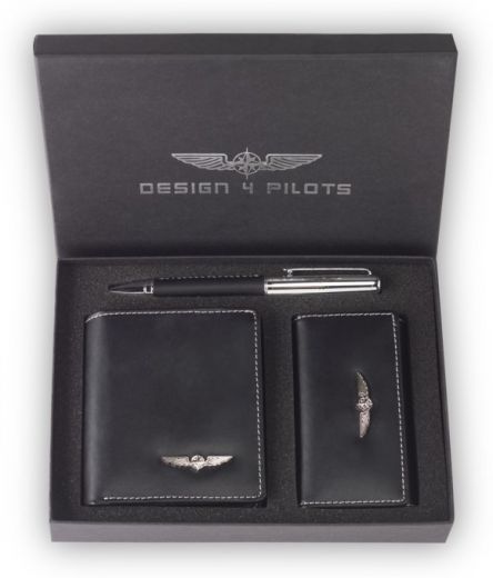 Pilot Wallet Set aus Leder