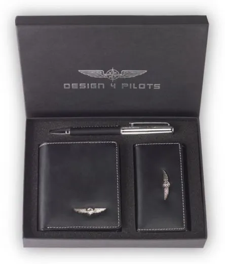 Pilot Wallet Set aus Leder