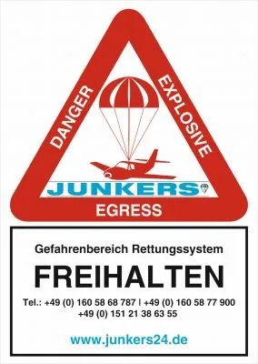 Aufkleber Label Danger Explosive Rettungssystem - Deutsch reflektierende Folie