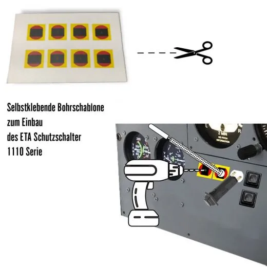 ETA Schutzschalter 1110 Bohrschablone selbstklebend