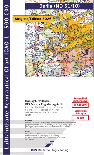 ICAO-Karte, Blatt Berlin (Ausgabe 2026), Motorflug 1:500.000 (Papier)