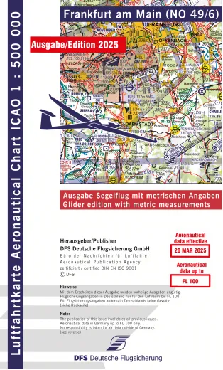 ICAO-Karte, Blatt Frankfurt (Ausgabe 2025), Segelflug 1:500.000 (Papier)