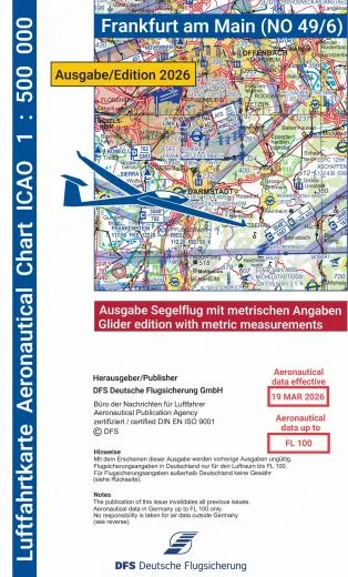 ICAO-Karte, Blatt Frankfurt (Ausgabe 2026), Segelflug 1:500.000 (Papier)