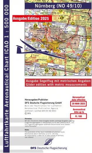 ICAO-Karte, Blatt Nürnberg (Ausgabe 2025), Segelflug 1:500.000 (Papier)