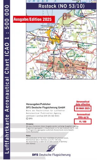ICAO-Karte, Blatt Rostock (Ausgabe 2025), Motorflug 1:500.000 (Papier)