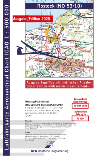 ICAO-Karte, Blatt Rostock (Ausgabe 2025), Segelflug 1:500.000 (Papier)