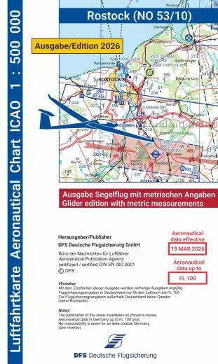 ICAO-Karte, Blatt Rostock (Ausgabe 2026), Segelflug 1:500.000 (Papier)