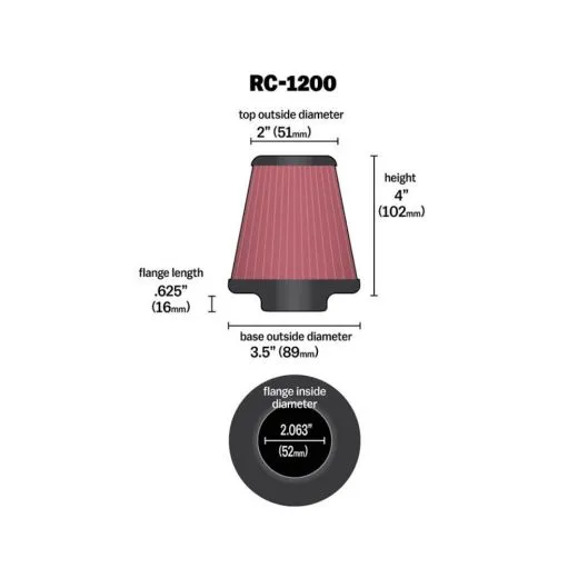 K&N RC-1200 Luftfilter universell anklemmbar