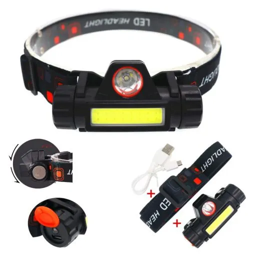 Kopflampe LED Scheinwerfer XPE + COB Magnetisch USB