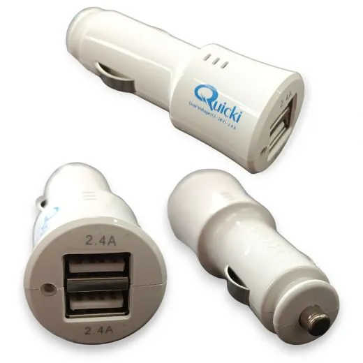 Dual USB-Ladegerät Quicki für ultraschnelles Laden 12-24 Volt - 2 x 2,4 A | FCC-zugelassen