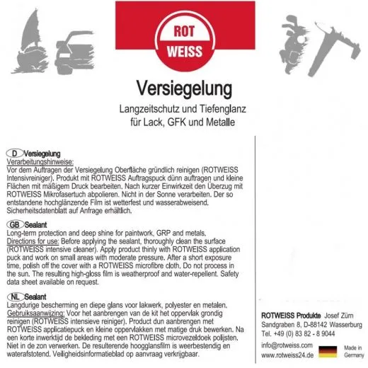 ROTWEISS Versiegelung 500ml | Langzeit-Schutz für Lack, GFG & Metalle