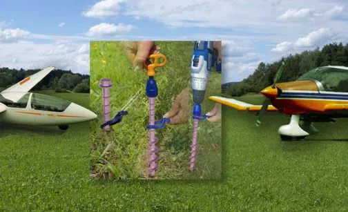 Schraub Erdanker Set aus Aluminium - Parking Kit für Flugzeuge