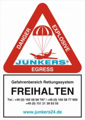 Aufkleber Label Danger Explosive Rettungssystem - Deutsch reflektierende Folie