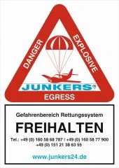 Aufkleber Label Danger Explosive Rettungssystem - Deutsch reflektierende Folie