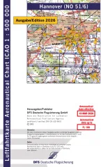 ICAO-Karte, Blatt Hannover (Ausgabe 2026), Motorflug 1:500.000 (Papier)