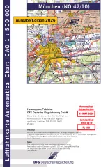 ICAO-Karte, Blatt München (Ausgabe 2026), Motorflug 1:500.000 (Papier)