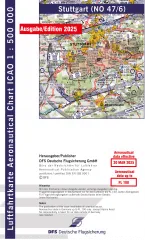 ICAO-Karte, Blatt Stuttgart (Ausgabe 2025), Motorflug 1:500.000 (Papier)